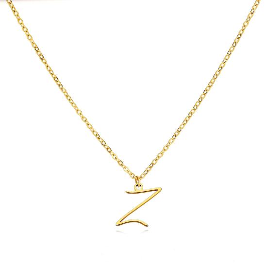 Gold Capital Letter Initial Necklace/