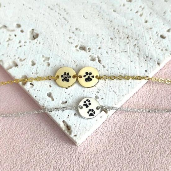 Custom Pet Paw Print Bracelet Actual Paw Engraving Bracelet