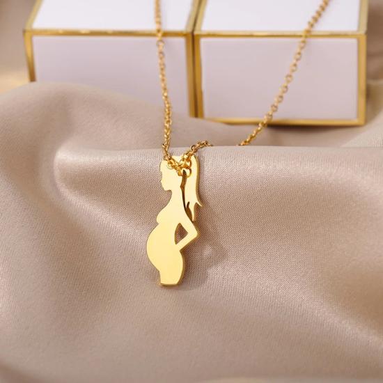 Minimalist Pregnant Woman Necklace/