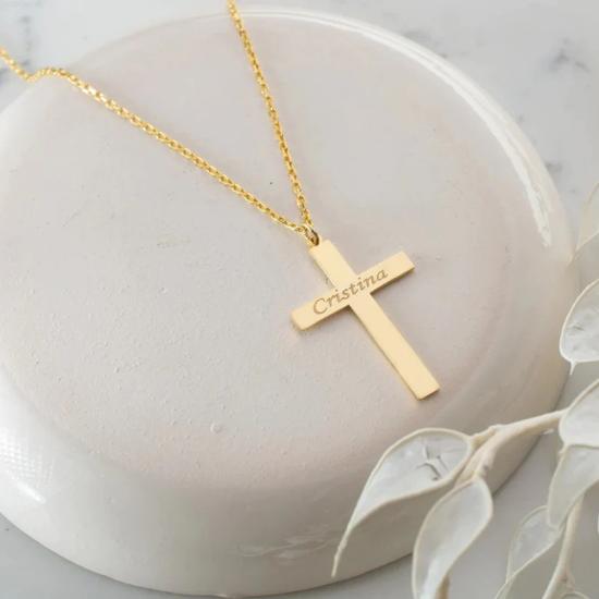 Custom Cross Name Necklace