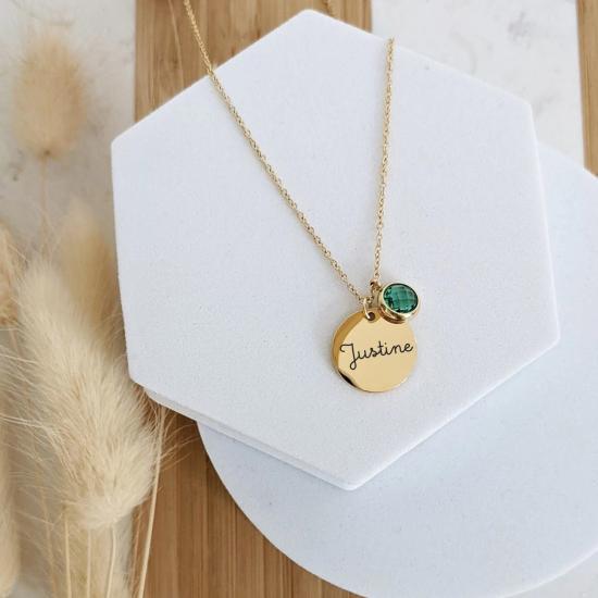 Personalized Name With Birthstone Necklace/