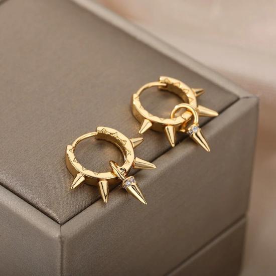 Zircon Hoop Punk Earrings with Studs/