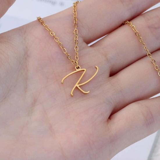 Gold Capital Letter Initial Necklace/