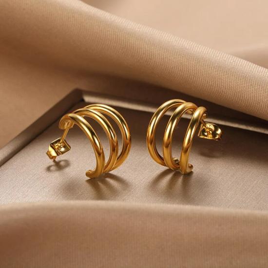 3 Lines Stud Earrings/