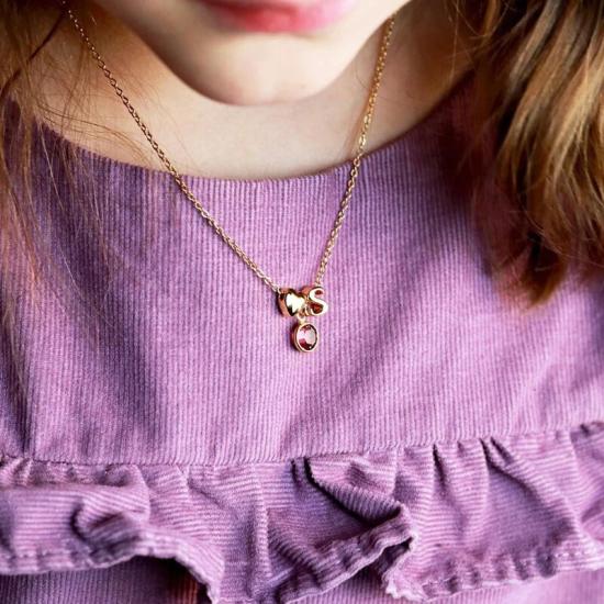 Personalized Birthstone Heart Initial Necklace/