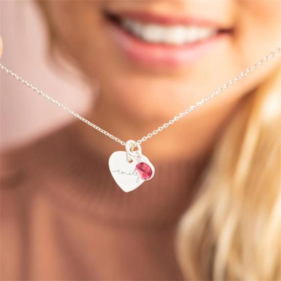 Heart and Birthstone Personalized Necklace/