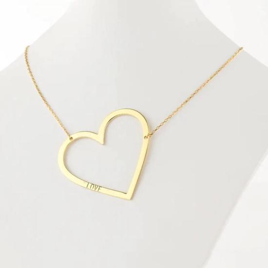 Large Heart Engraved Name Necklace