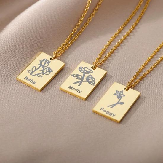 Custom Birth Month Flower Name Necklaces