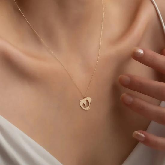 Dolphins Heart Necklace
