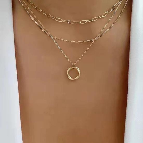 Gold Silver Layered Choker Necklace