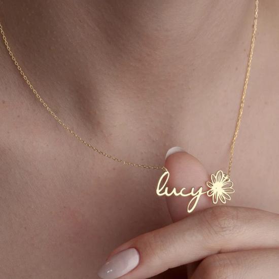 Personalized Flower Name Necklace/