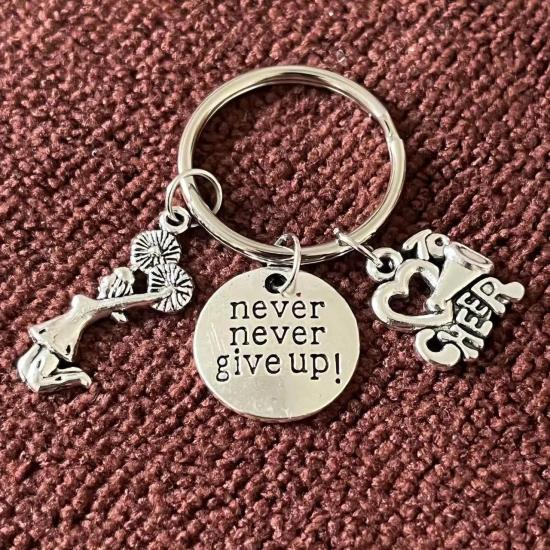 Cheerleader Never Give Up Keyring    