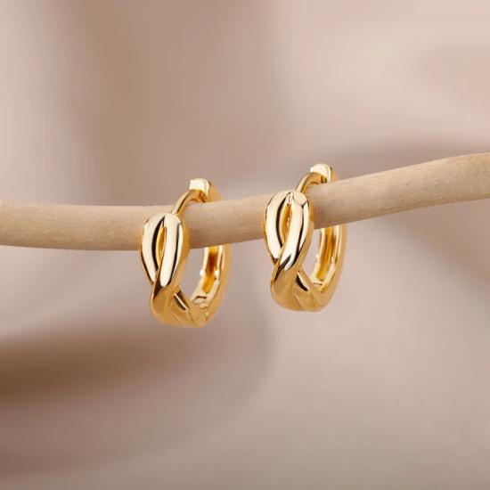 Knot Gold Silver Futuristic Hoop Earrings