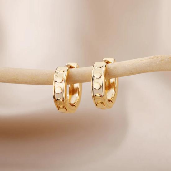 Hammered Gold Silver Hoop Earrings/