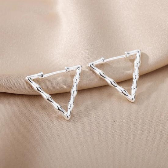 Triangle Bamboo Hoop Earrings/