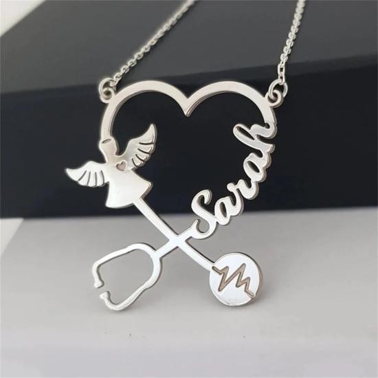 Custom Angel Name Stethoscope Necklace