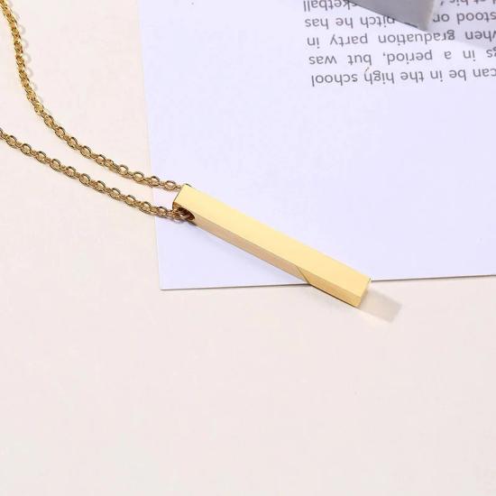 Custom Engraved 3D Minimalist Vertical Bar Necklace 