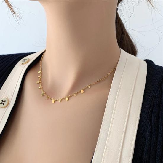 Dainty 18K Gold Plated Square Choker Necklace/