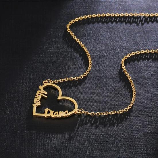 Personalized Heart Double Name Necklace