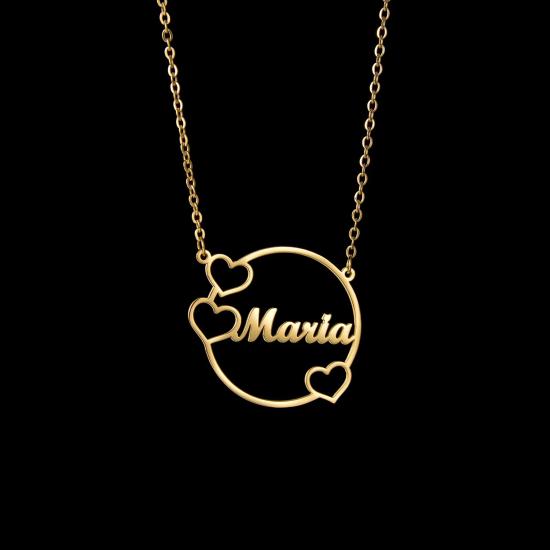 Customized Name Hearts in Circle Necklace/