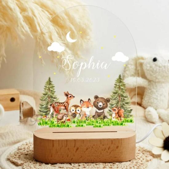  Personalized Forest Friends Baby Night Light/