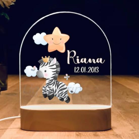 Custom Zebra Baby Name Night Light    