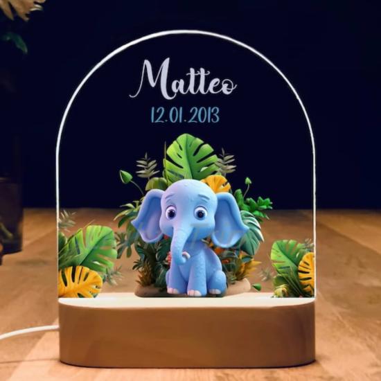 Custom Funny Elephant Baby Name Night Light /