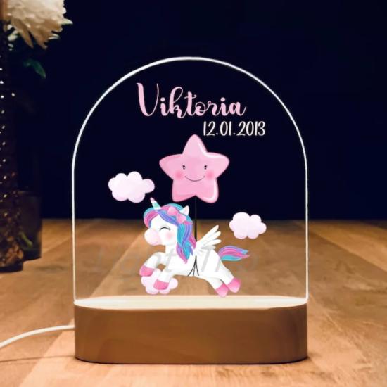 Custom Pretty Unicorn Baby Name Night Light 