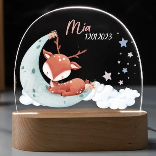 Personalized Fox  Baby Boy Name Night Lamp     