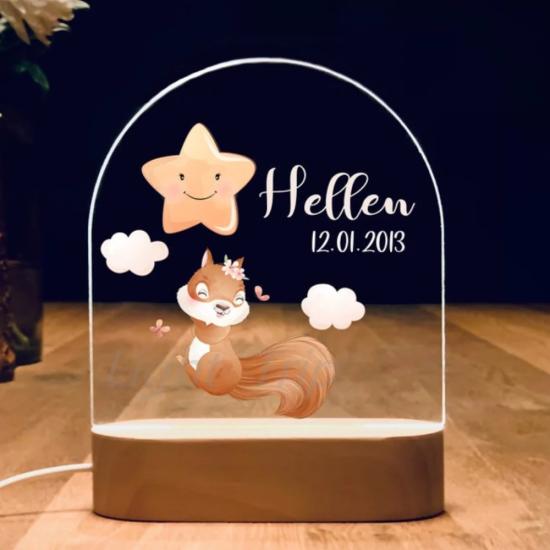 Custom Squirrel Baby Name Night Light /