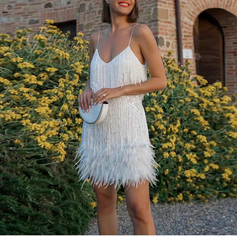 White%20Tassel%20Sequins%20Feather%20Mini%20Dress%20%20%20-